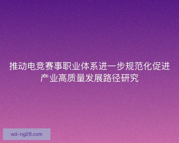 推动电竞赛事职业体系进一步规范化促进产业高质量发展路径研究